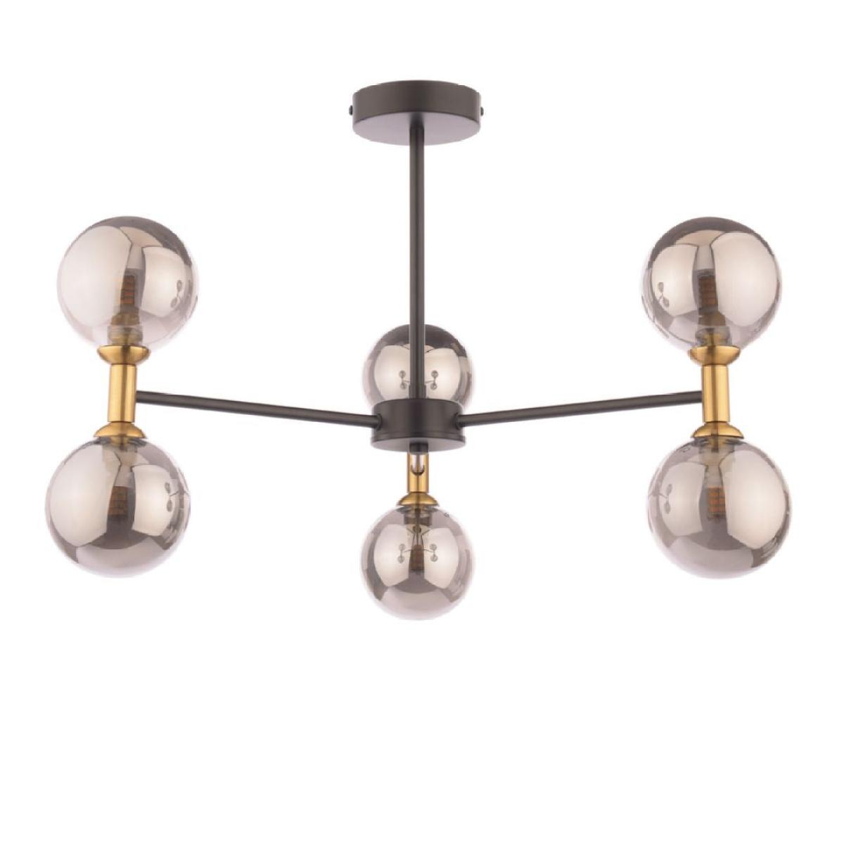 Loxley 6 Light Black & Gold Semi Flush Ceiling Light – image 4
