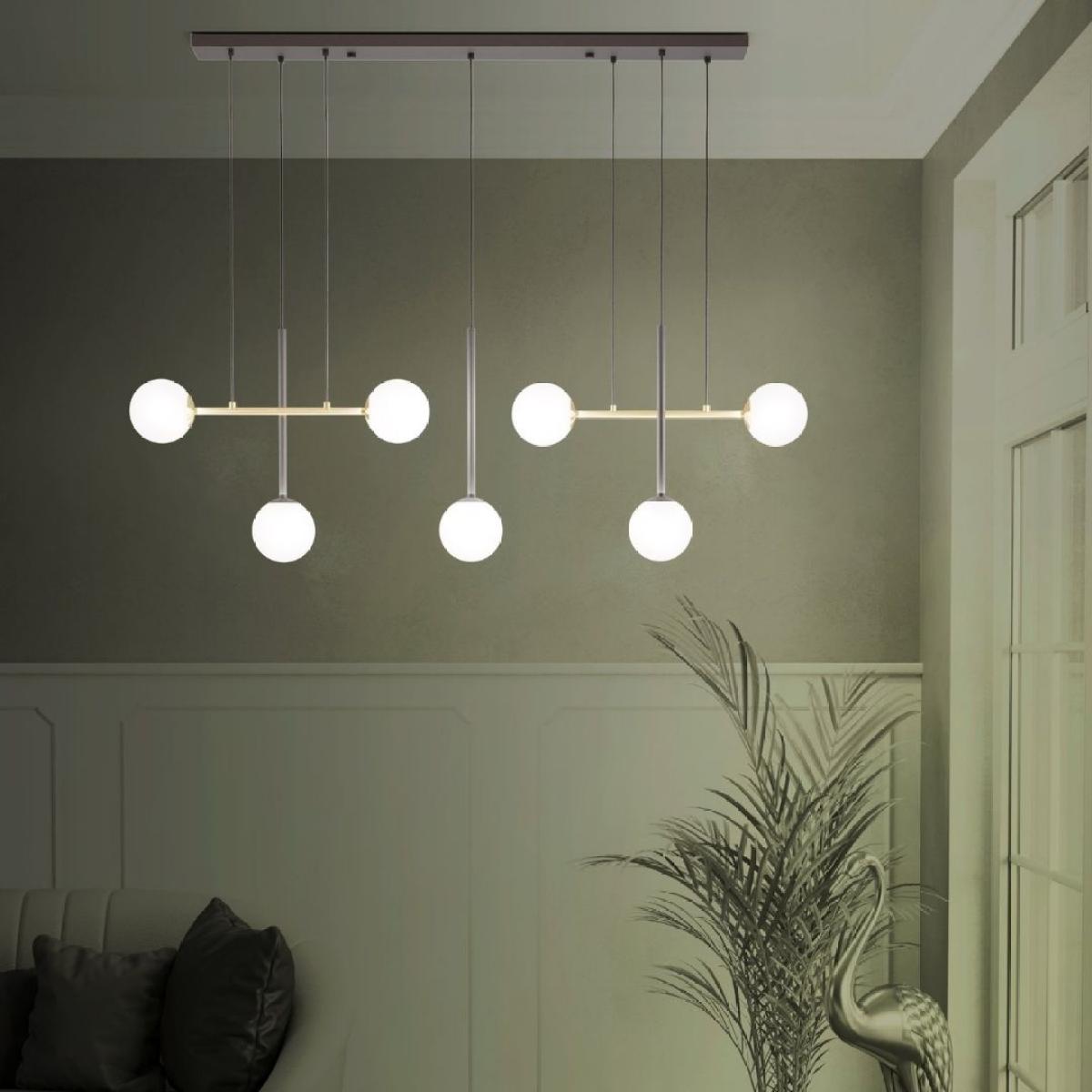 Paz Black and Gold Multi-Light Pendant with White Opal Glass Shades