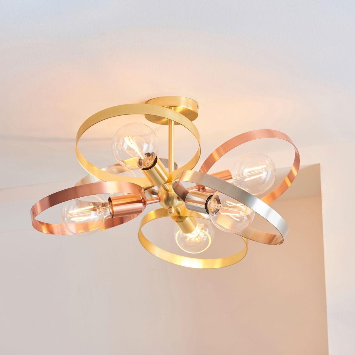 Hoop 6 Light Semi Flush Trio Ceiling Light – image 4