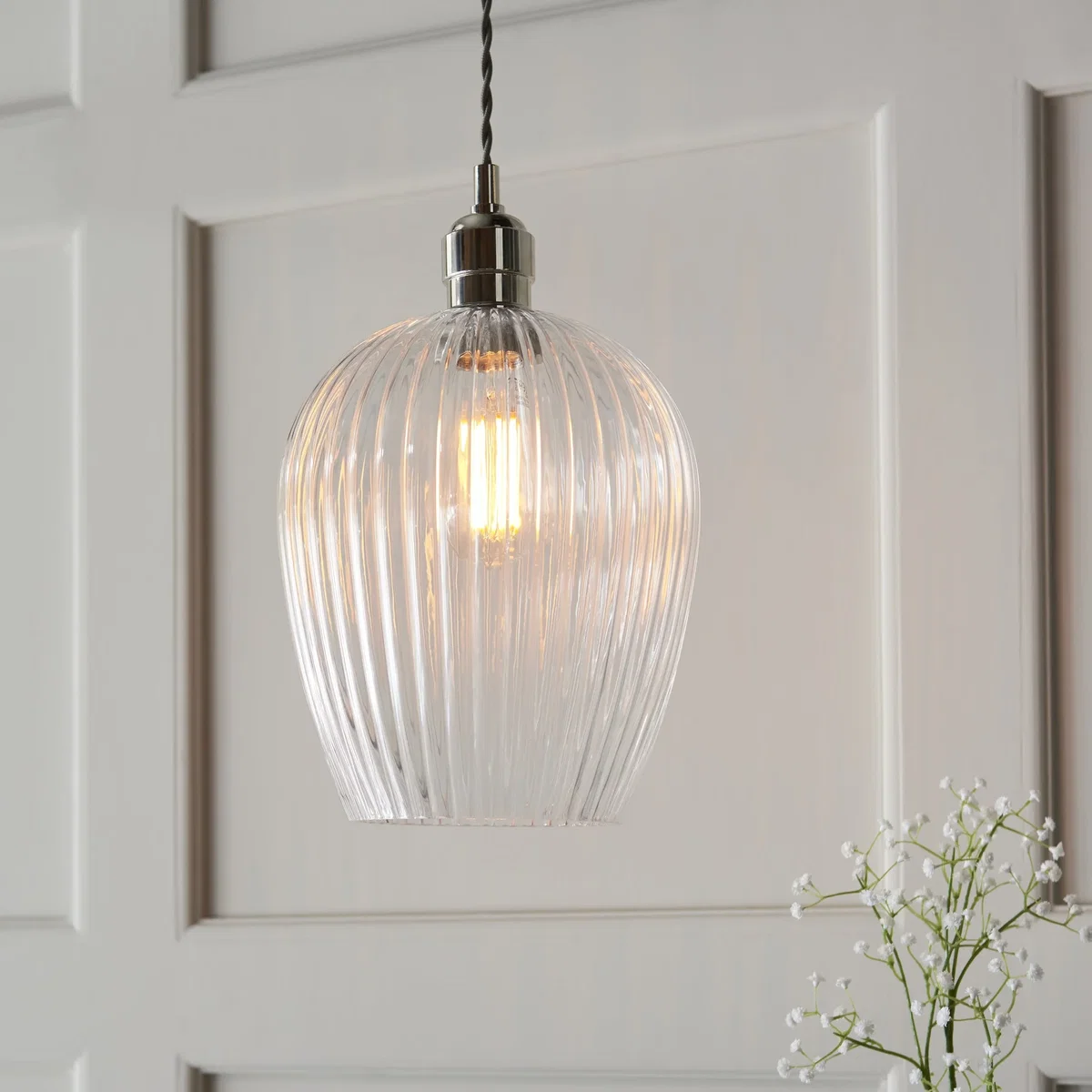 Ribbed Small Pendant Bright Nickel – image 5