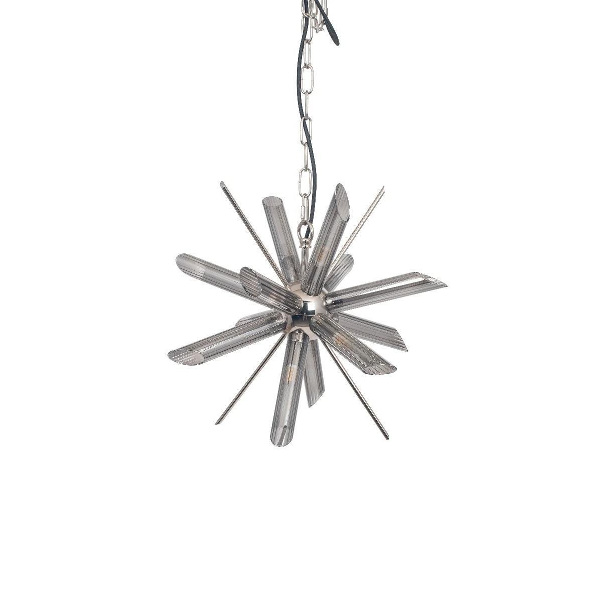 Estella 8 Light Silver and Smoked Glass Pendant Ceiling Light – image 2