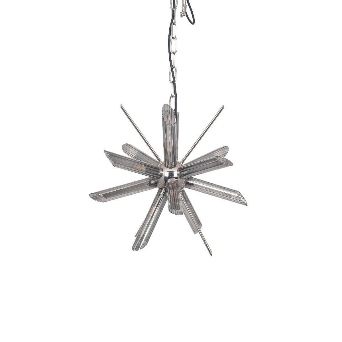 Estella 8 Light Silver and Smoked Glass Pendant Ceiling Light – image 3