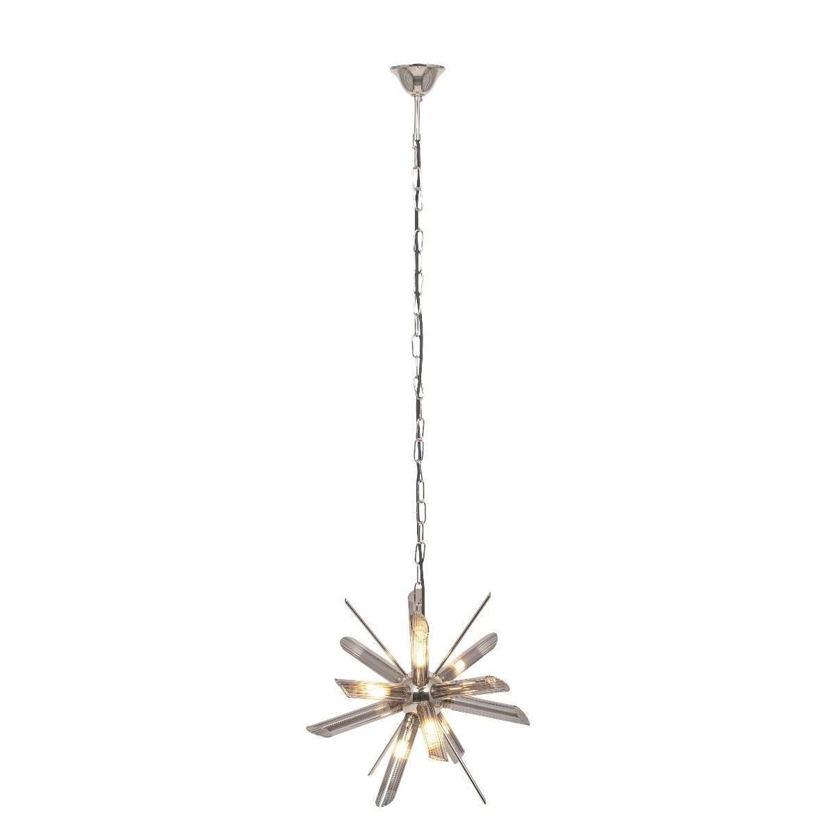 Estella 8 Light Silver and Smoked Glass Pendant Ceiling Light – image 4