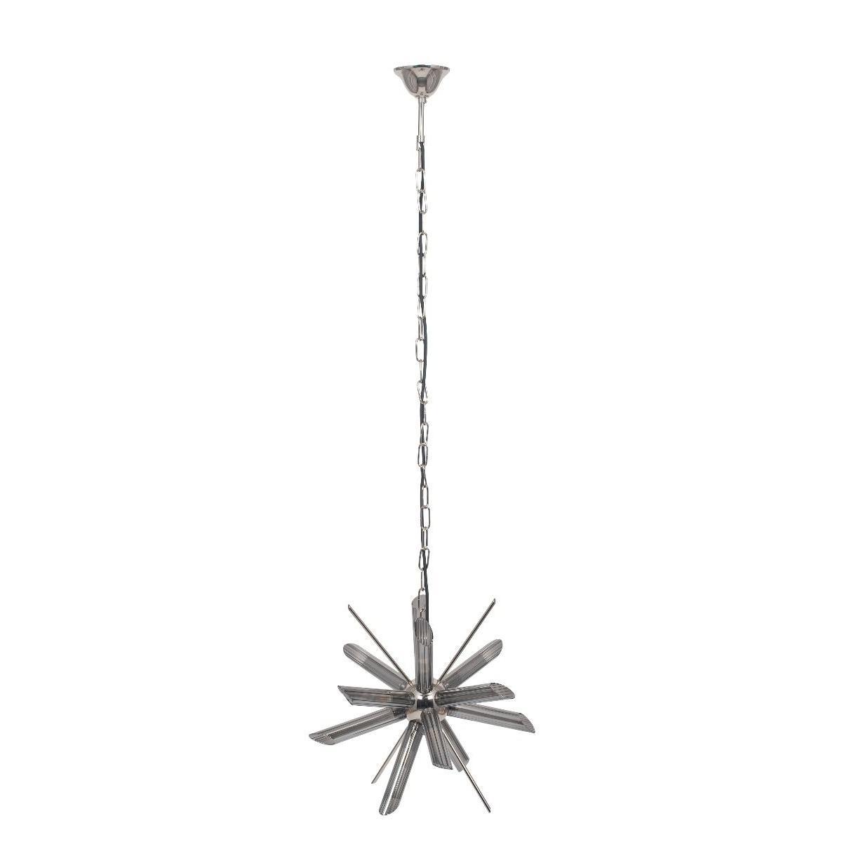 Estella 8 Light Silver and Smoked Glass Pendant Ceiling Light – image 5