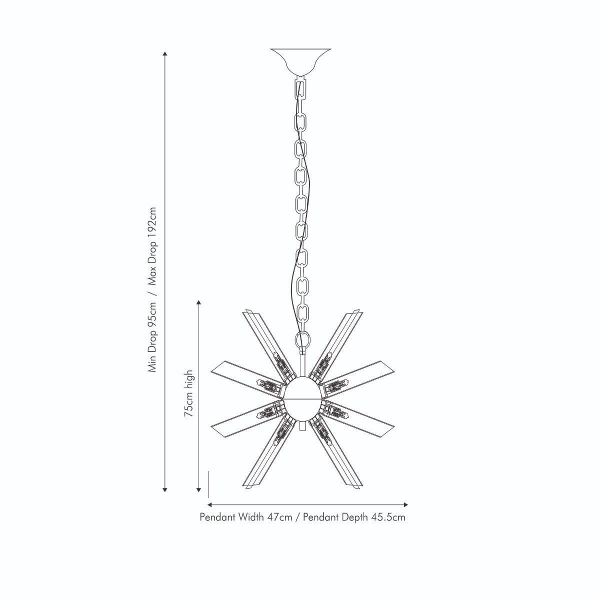 Estella 8 Light Silver and Smoked Glass Pendant Ceiling Light – image 6