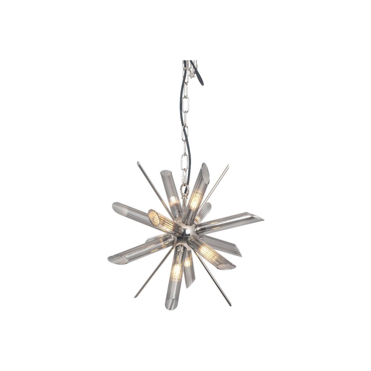 Estella 8 Light Silver and Smoked Glass Pendant Ceiling Light – image 1