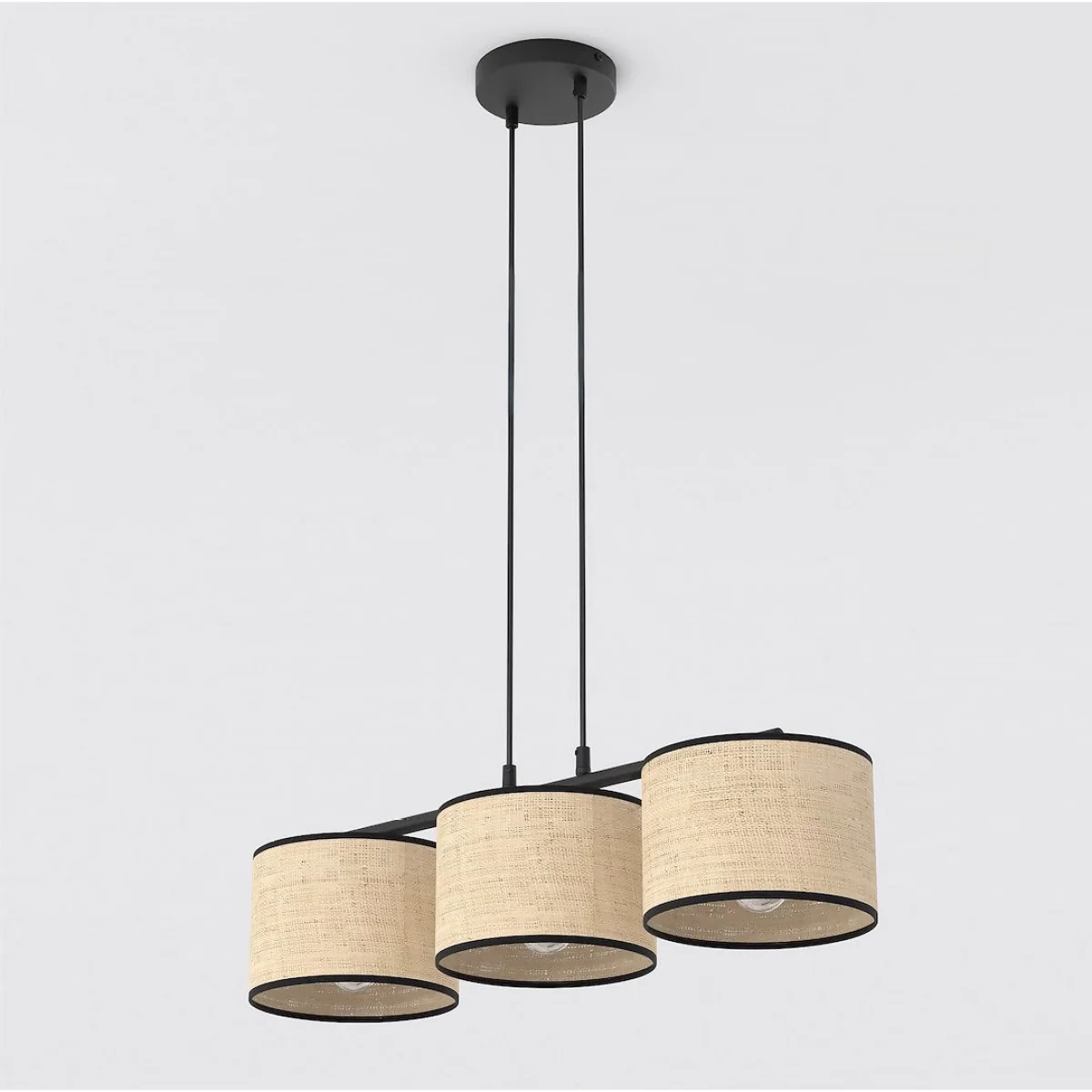 Eco 3 Light Linear Pendant Black & Rattan – image 3