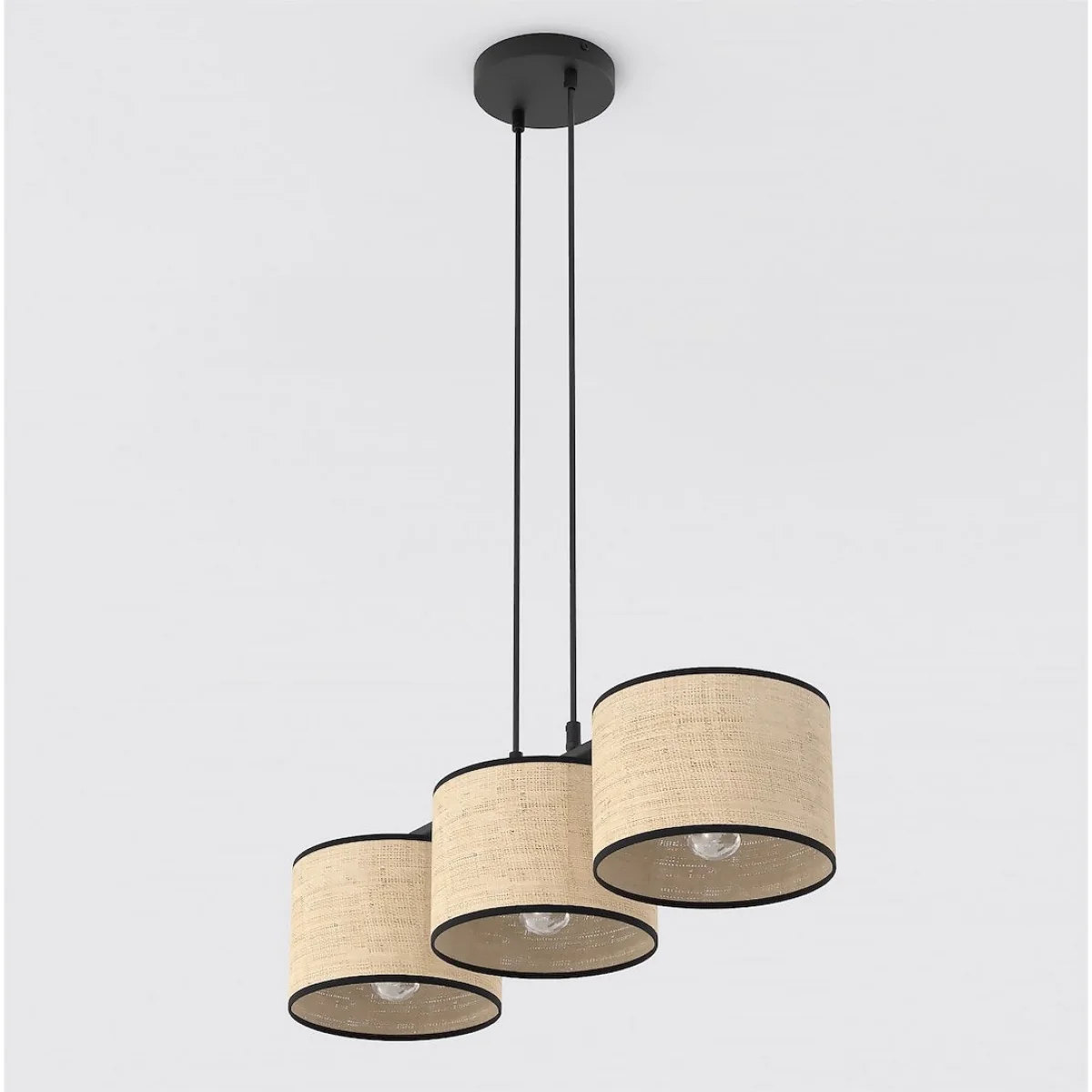 Eco 3 Light Linear Pendant Black & Rattan – image 7