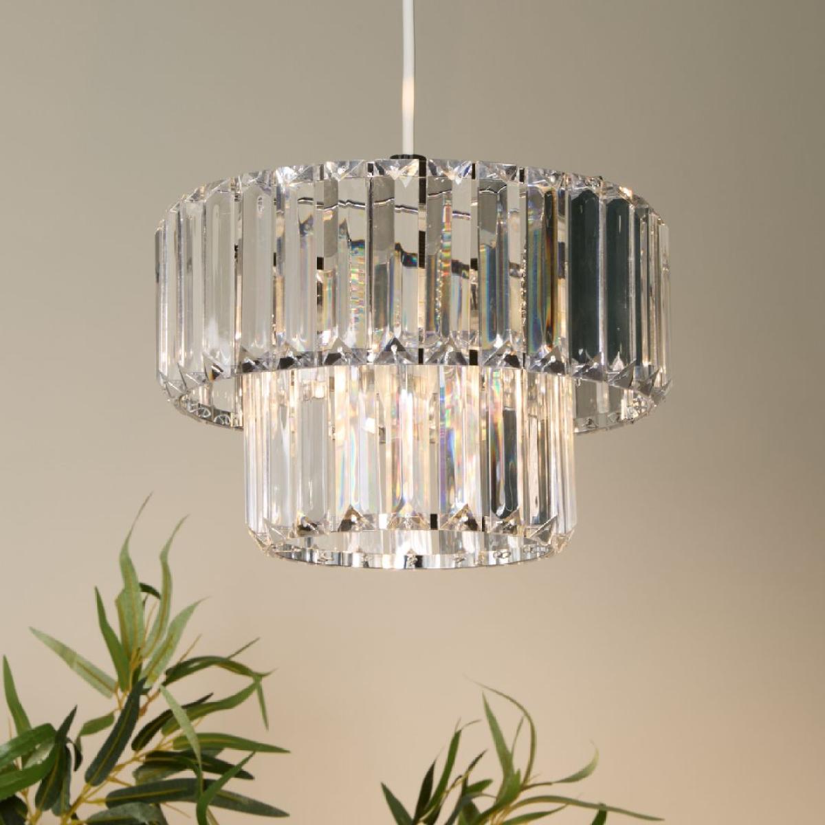 Lombard 2 Tier Clear Chrome Ceiling Pendant Shade – image 2