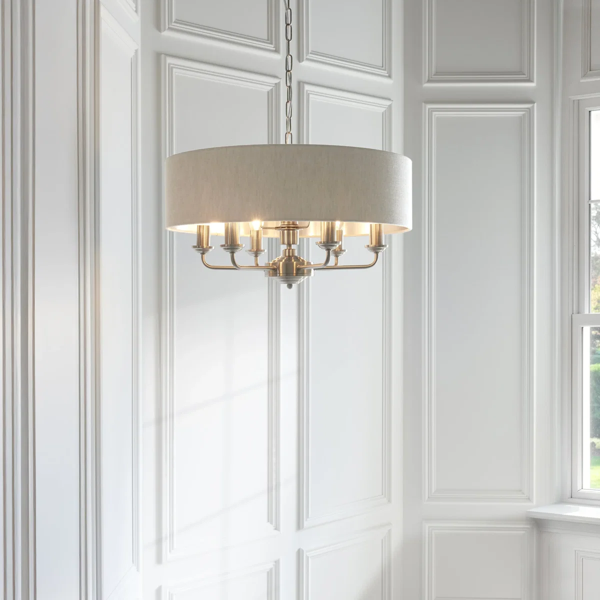 Highclere 6 Light Pendant Brushed Chrome – image 1