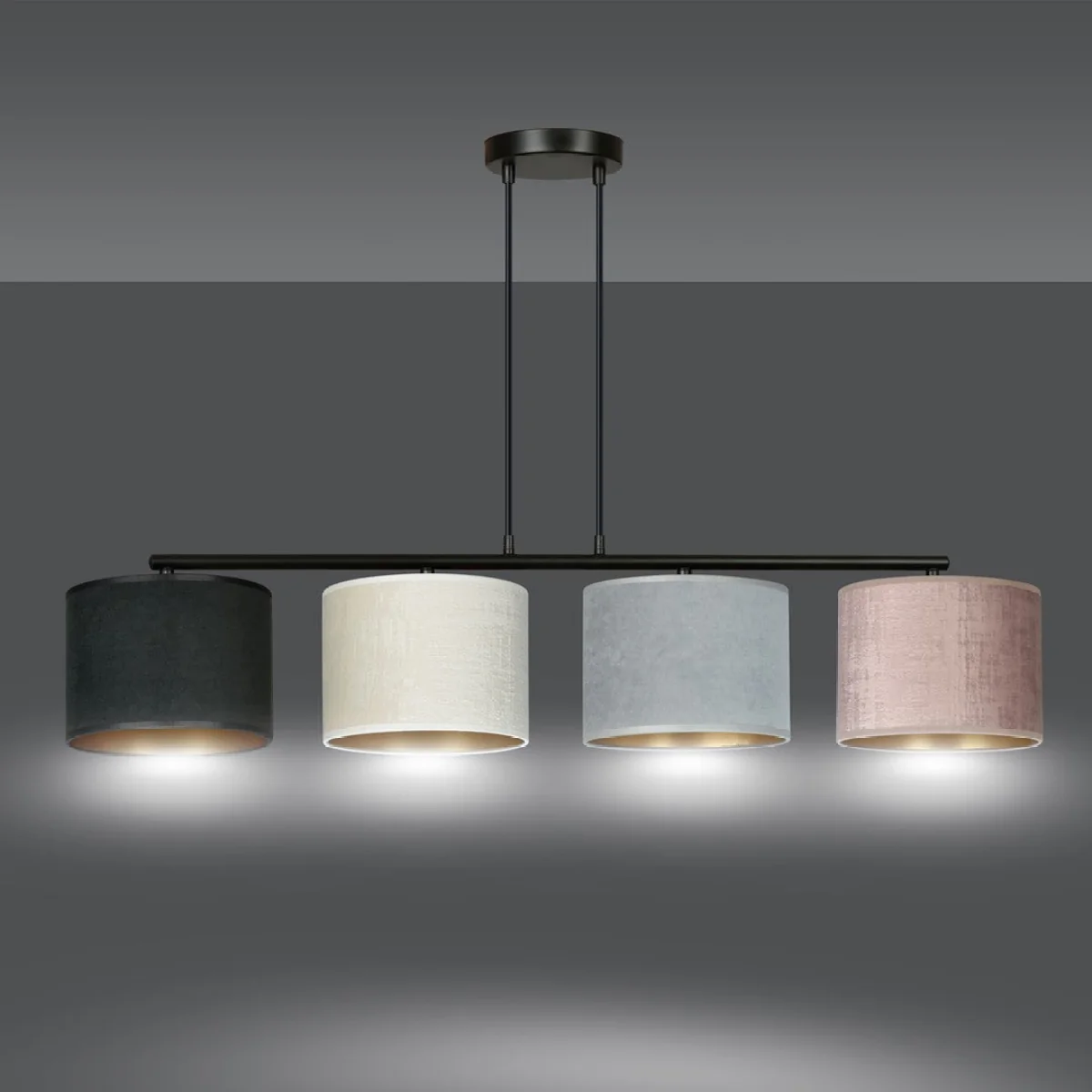 Hilde 4 Light Pendant Black With Neutral Shades – image 2