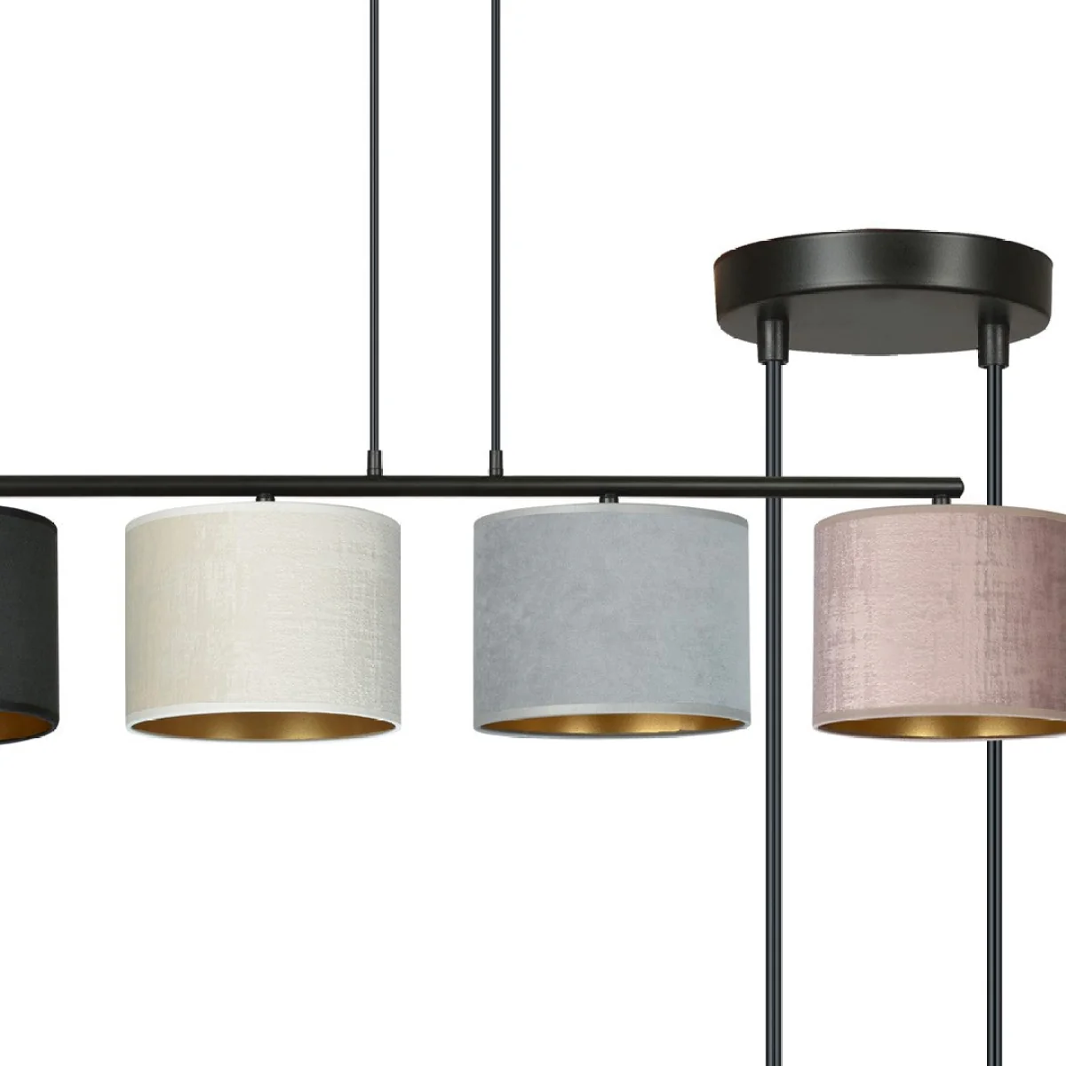 Hilde 4 Light Pendant Black With Neutral Shades – image 4
