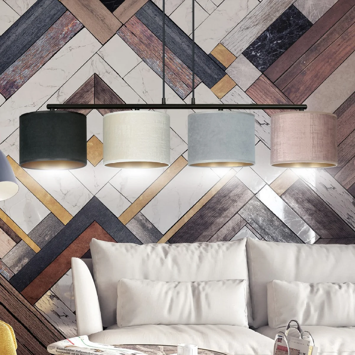 Hilde 4 Light Pendant Black With Neutral Shades – image 6