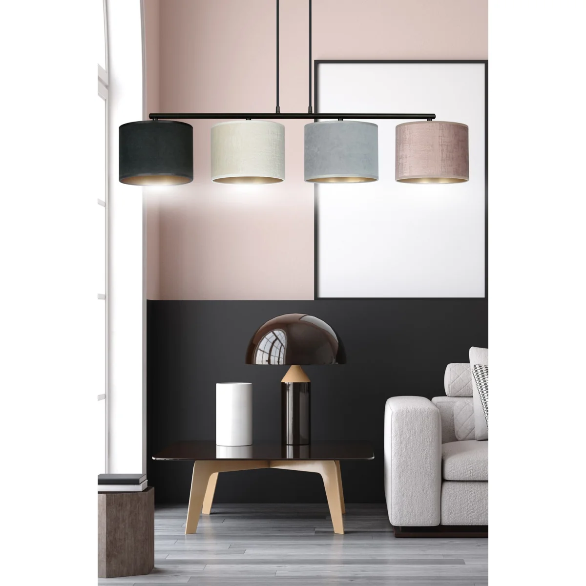Hilde 4 Light Pendant Black With Neutral Shades – image 7