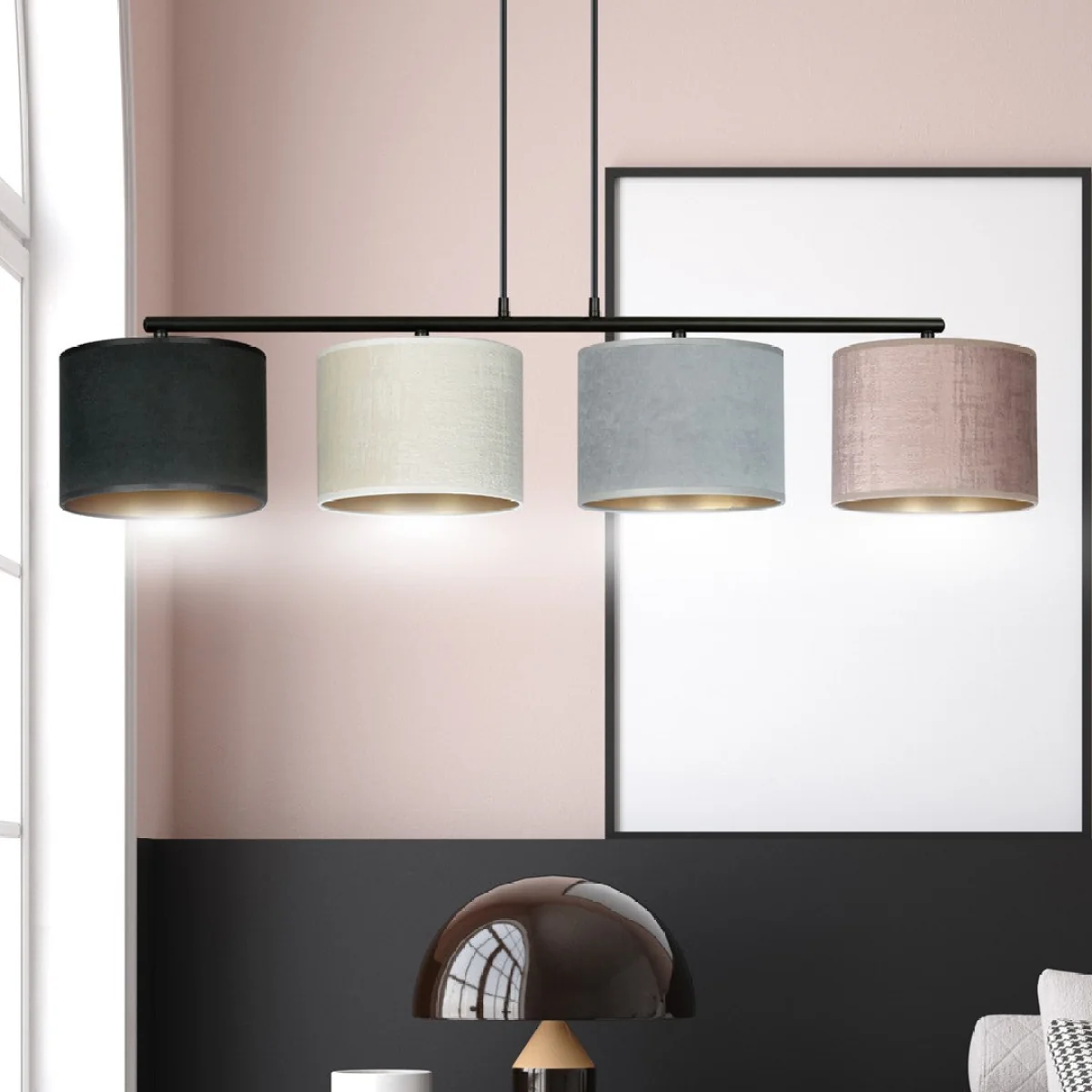 Hilde 4 Light Pendant Black With Neutral Shades – image 8