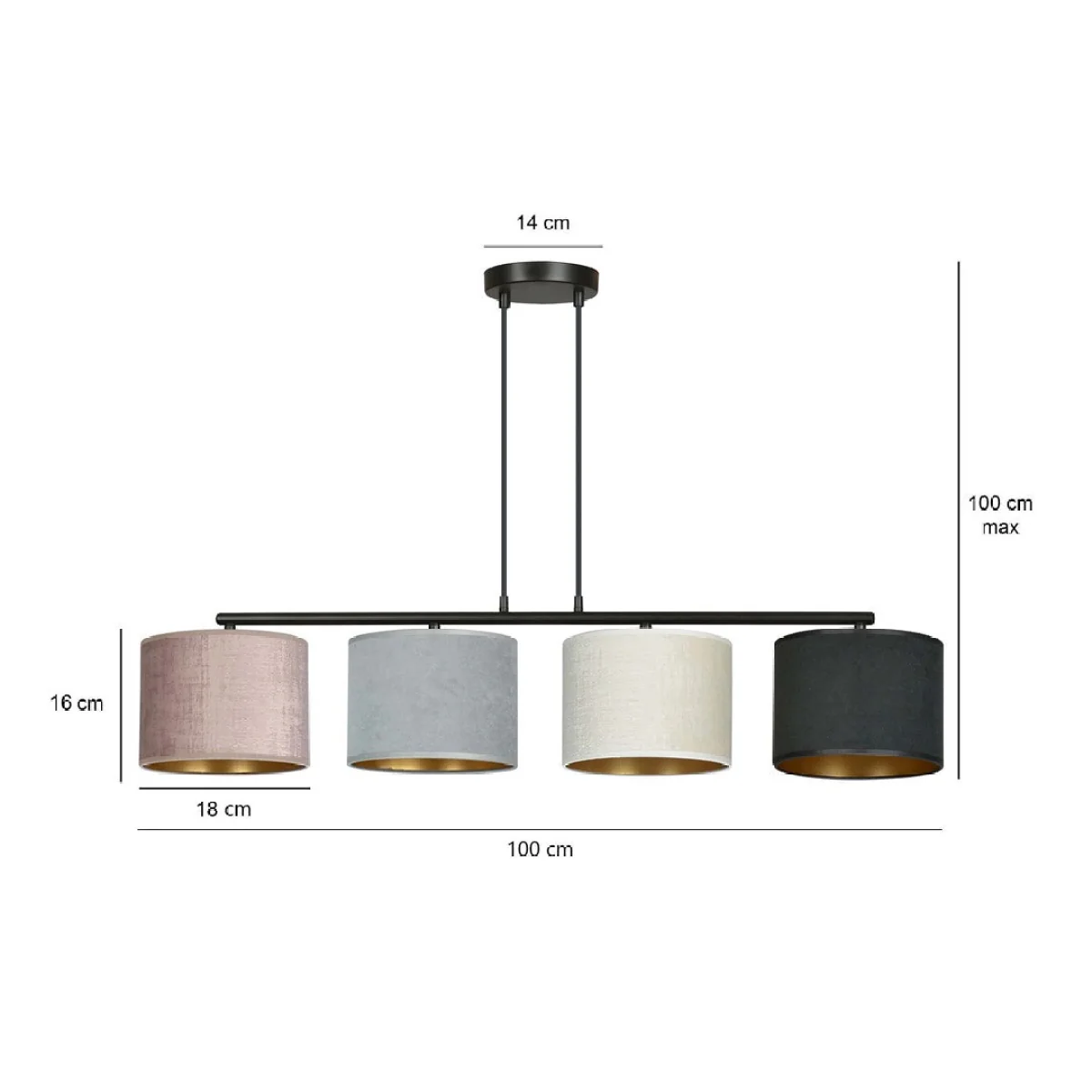 Hilde 4 Light Pendant Black With Neutral Shades – image 9