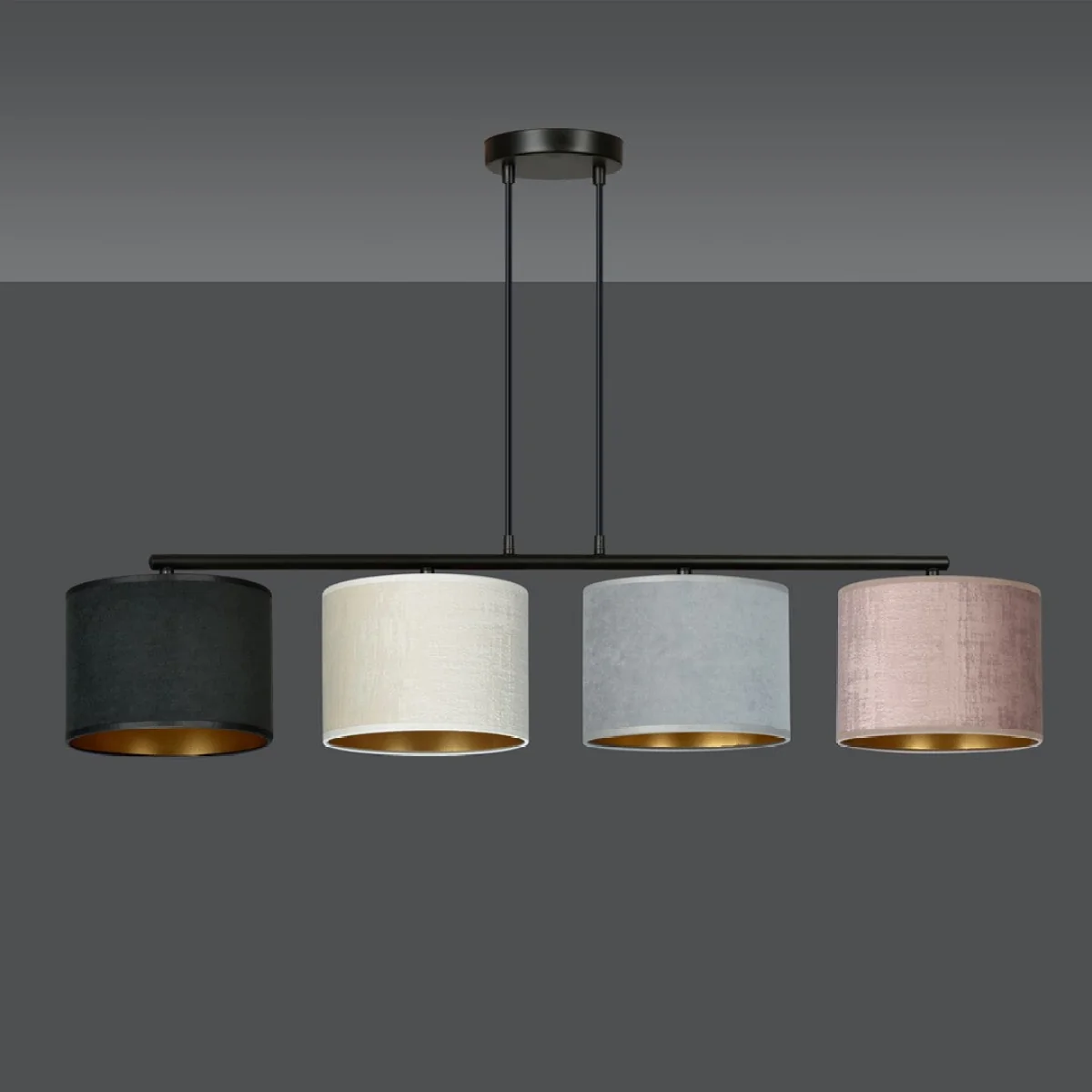 Hilde 4 Light Pendant Black With Neutral Shades – image 1
