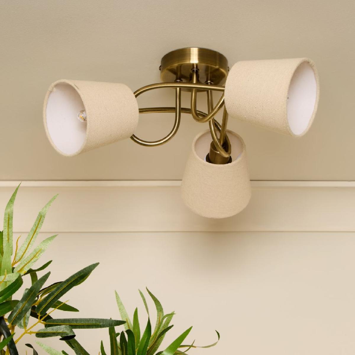 Addison 3 Light Antique Brass Flush Ceiling Light – image 2
