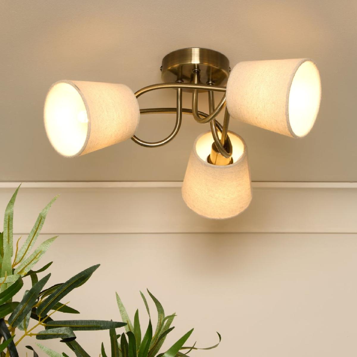 Addison 3 Light Antique Brass Flush Ceiling Light – image 1