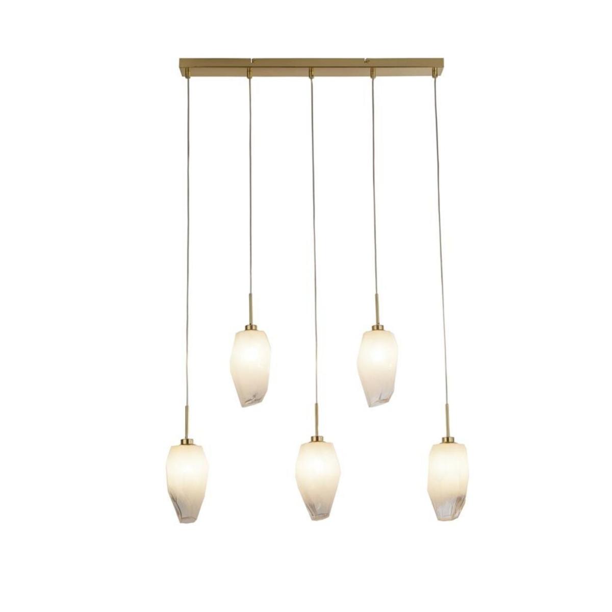 Rocky 5 Light Satin Brass & Glass Pendant Bar – image 2