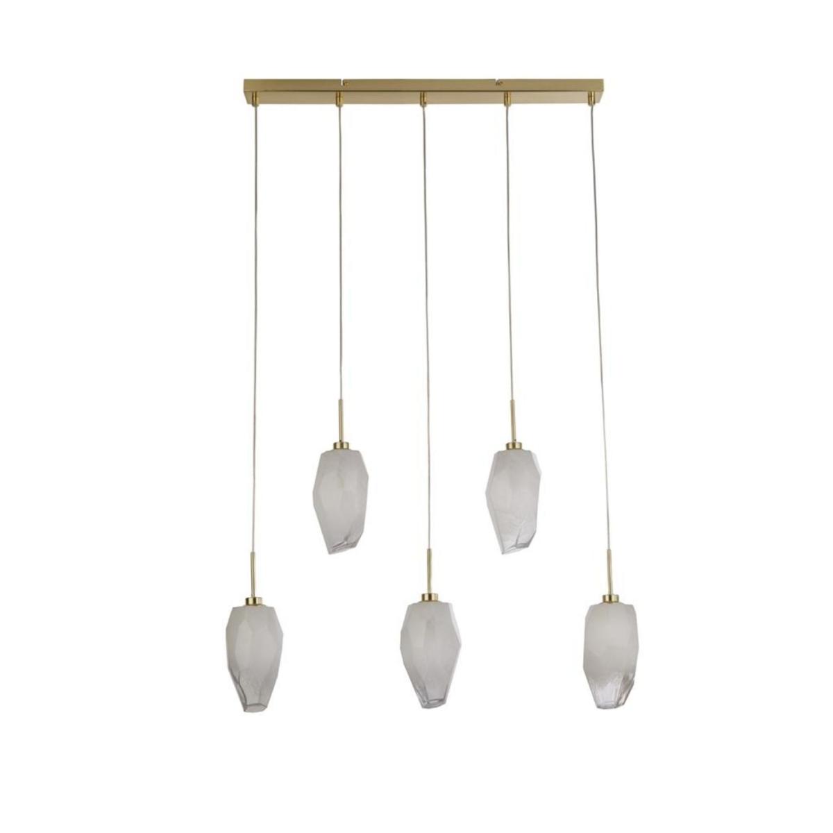 Rocky 5 Light Satin Brass & Glass Pendant Bar – image 3