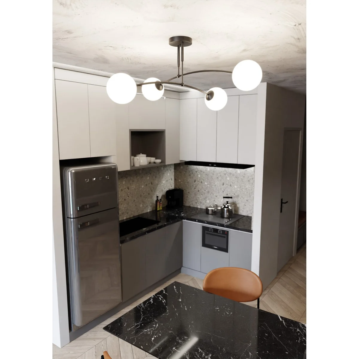 Pregos 4 Light Semi Flush Light Black & White – image 4