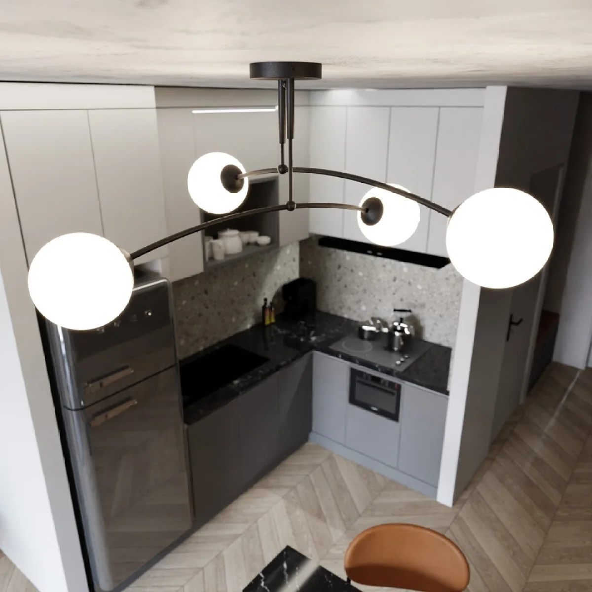 Pregos 4 Light Semi Flush Light Black & White – image 5