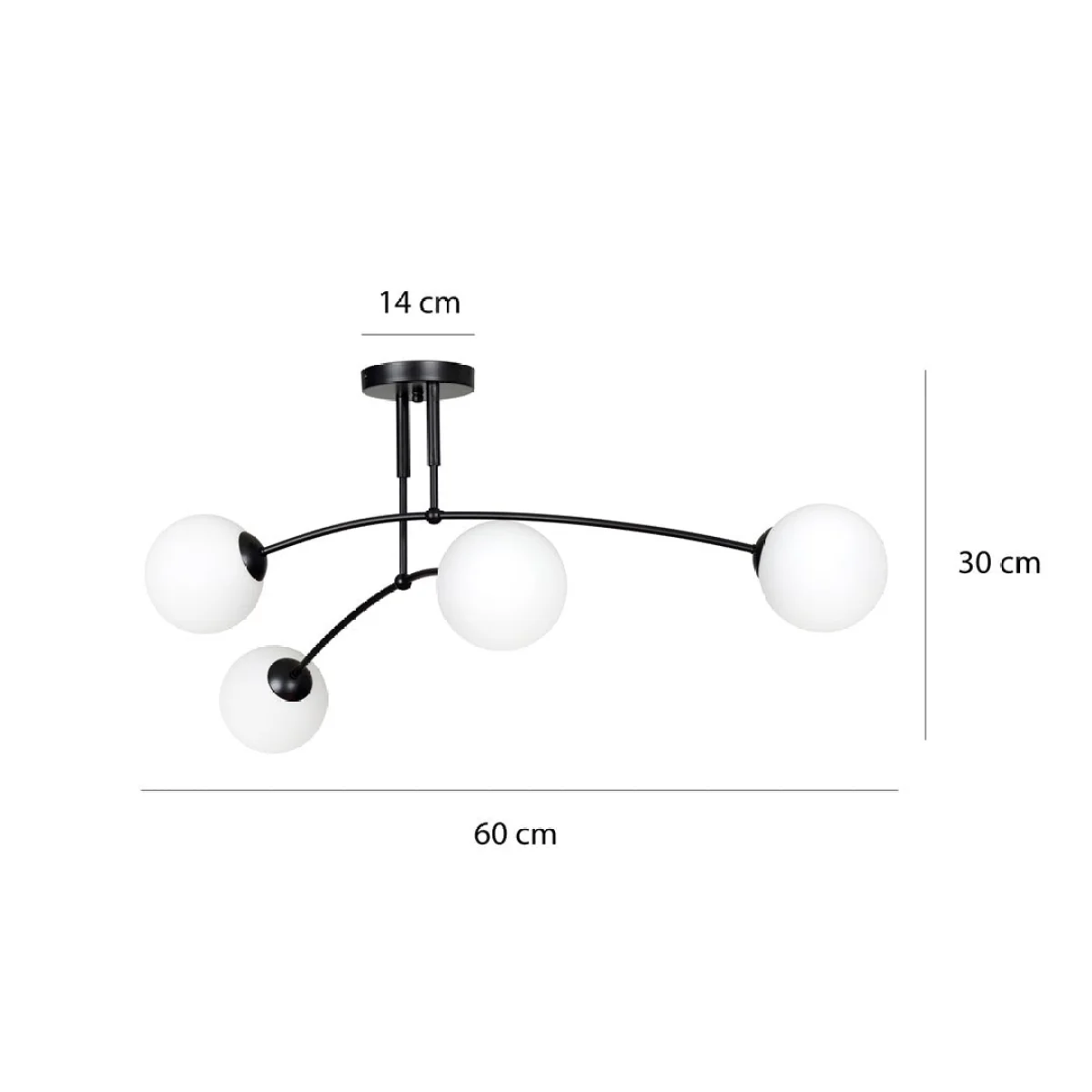 Pregos 4 Light Semi Flush Light Black & White – image 6
