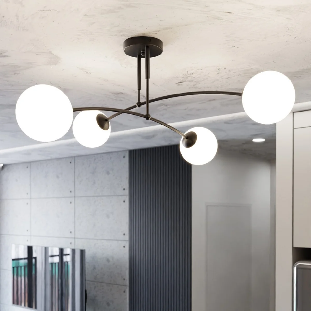 Pregos 4 Light Semi Flush Light Black & White – image 1