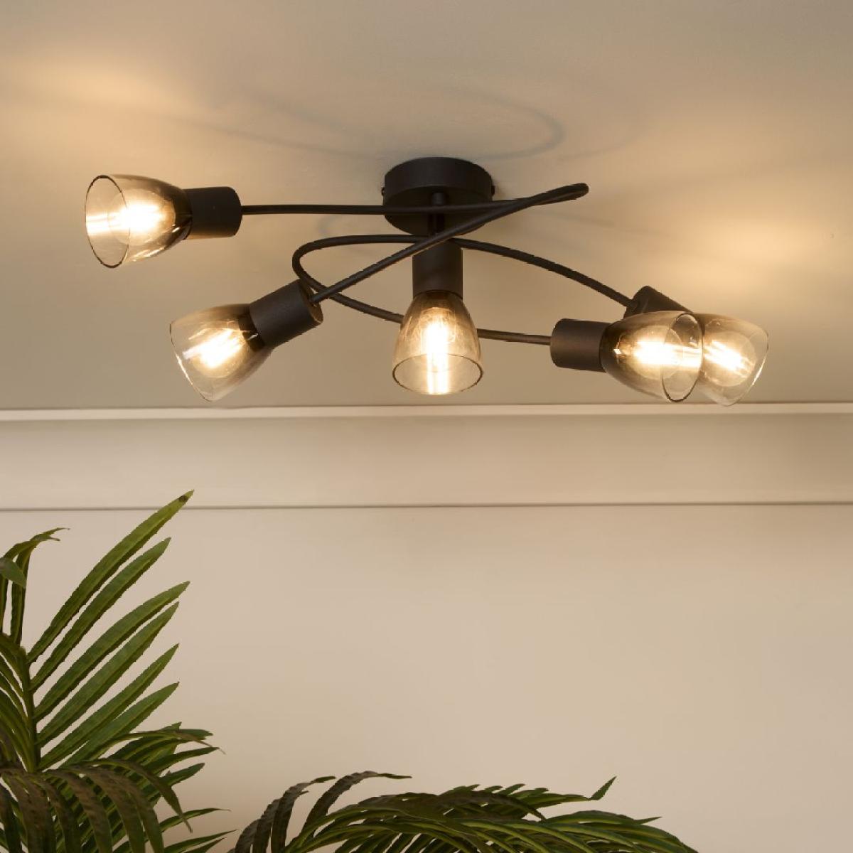 Glenview 5 Light Black Flush Ceiling Light – image 2