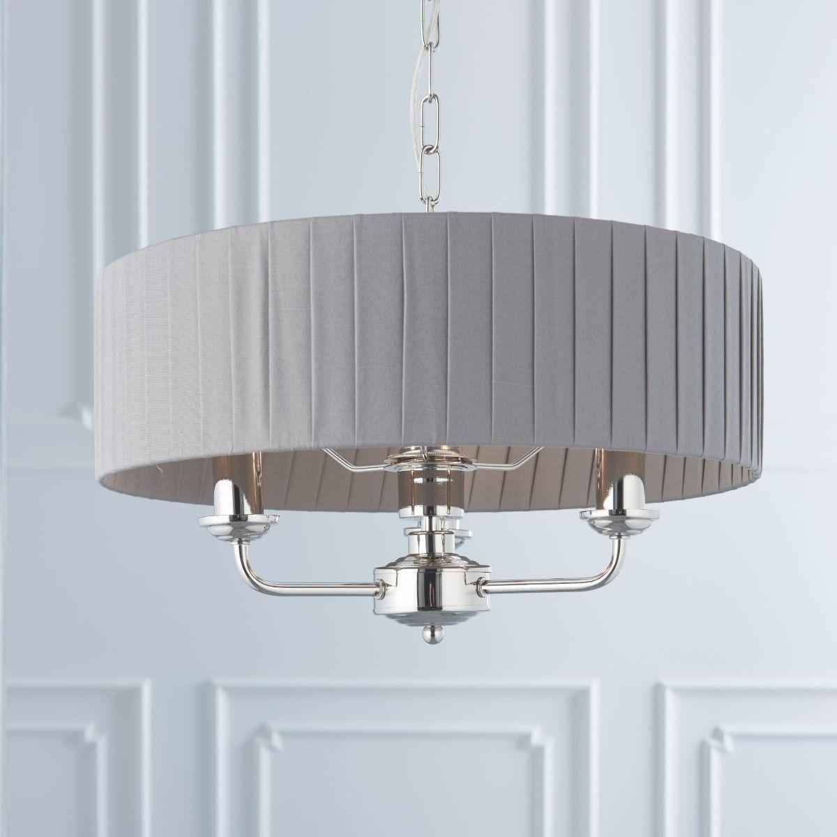 Highclere 3 Light Nickel & Charcoal Pleated Ceiling Pendant – image 2
