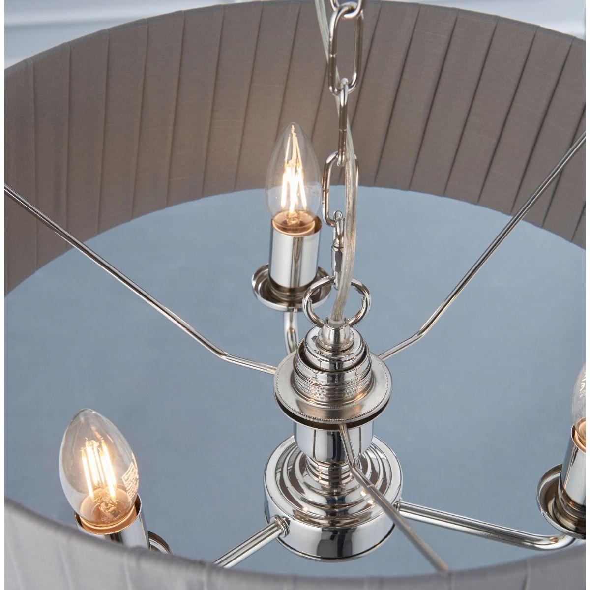 Highclere 3 Light Nickel & Charcoal Pleated Ceiling Pendant – image 4