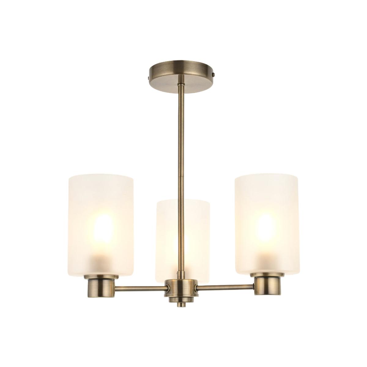 Kingsholm 3-Light Antique Brass Semi-Flush Ceiling Light – image 1