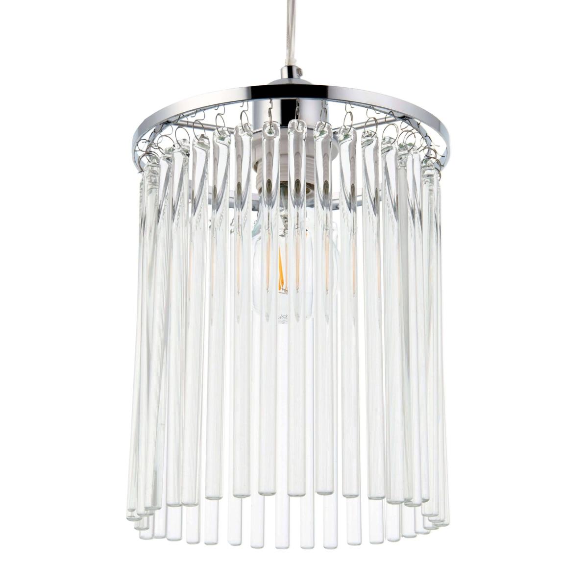 Brya 18cm Polished Chrome and Clear Glass Cylindrical Ceiling Light Shade – image 3