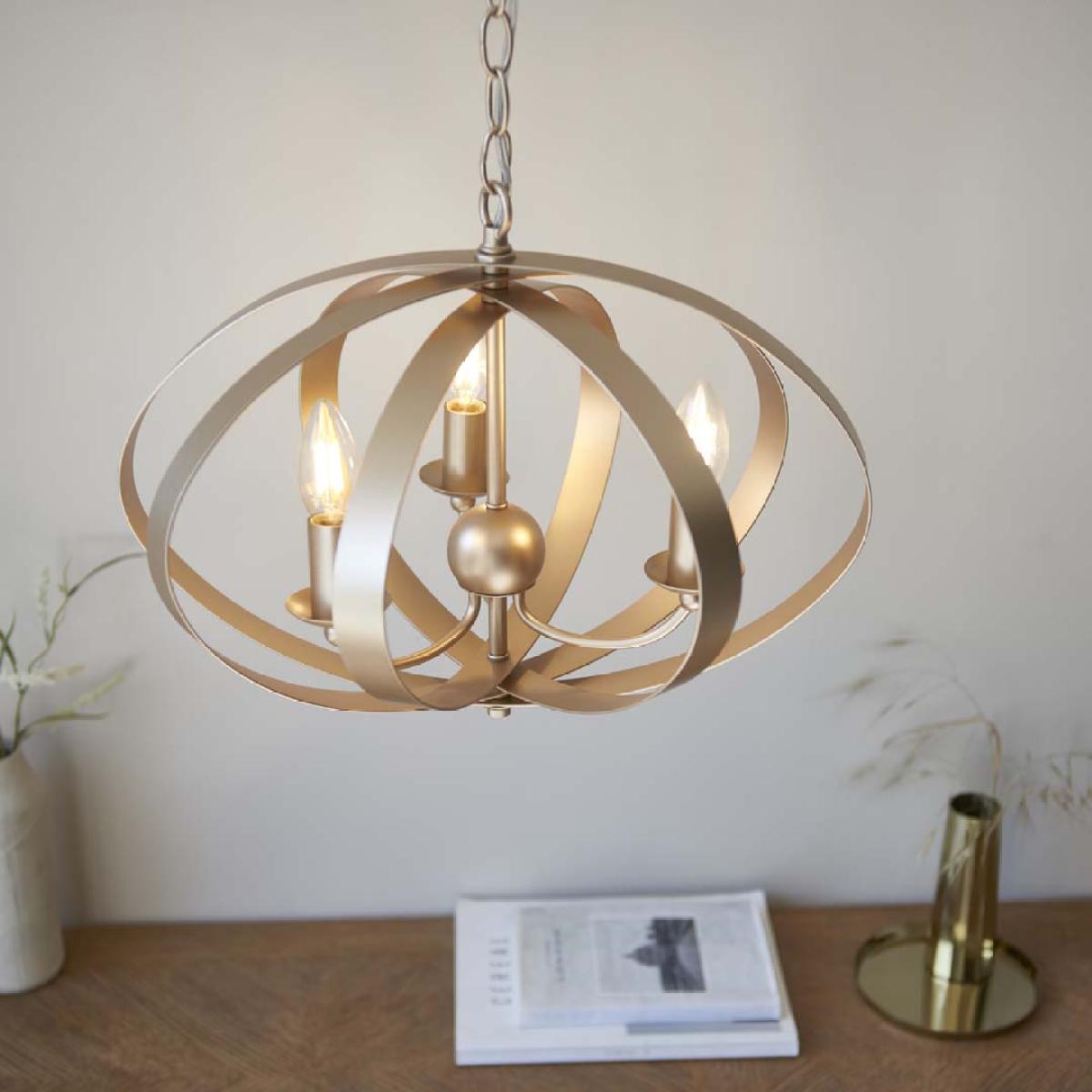 Midnight 3 Light Satin Gold Pendant Ceiling Light – image 3
