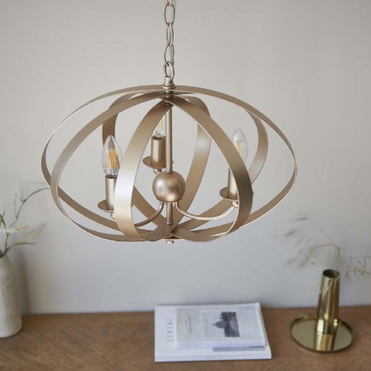 Midnight 3 Light Satin Gold Pendant Ceiling Light – image 4