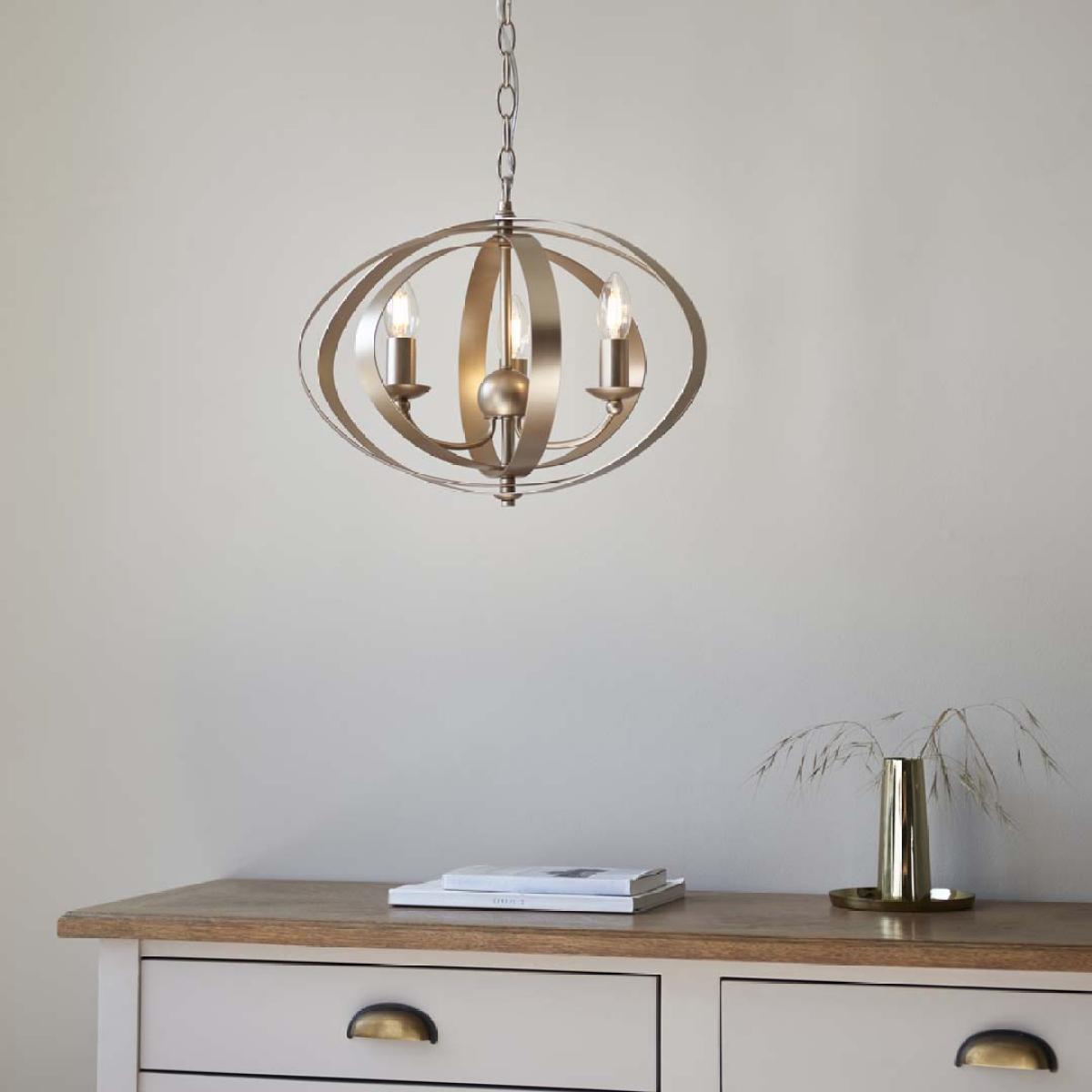Midnight 3 Light Satin Gold Pendant Ceiling Light – image 1