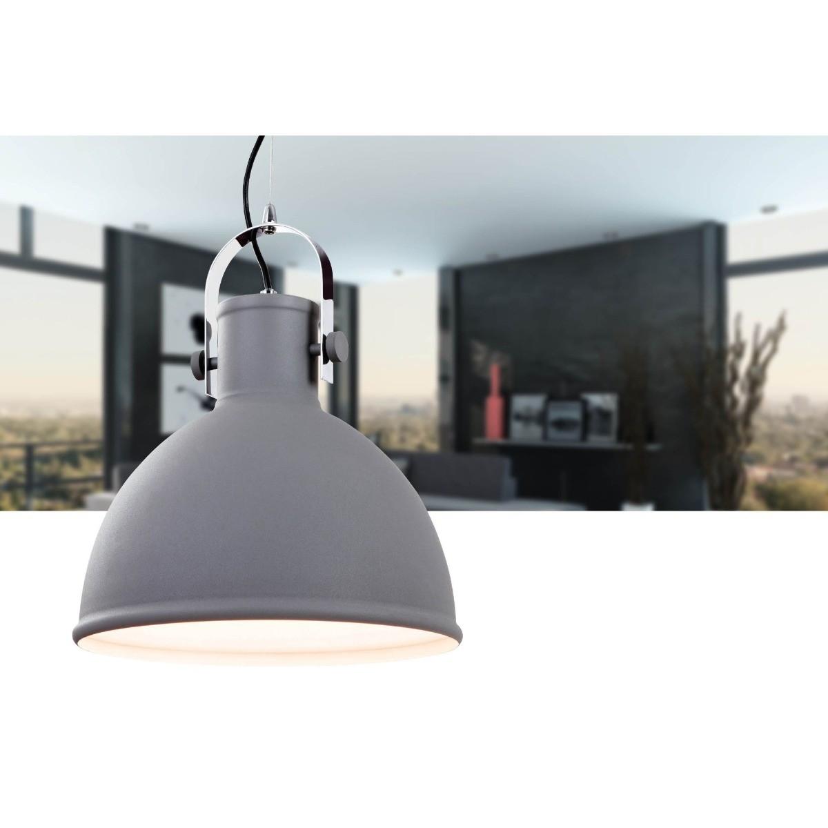 Vida 1 Light Concrete and Chrome Pendant Ceiling Light – image 2