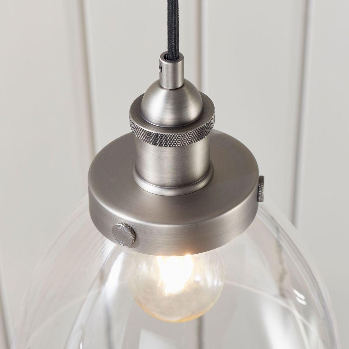 Hansen  Brushed Silver and Glass Ceiling Pendant – image 3