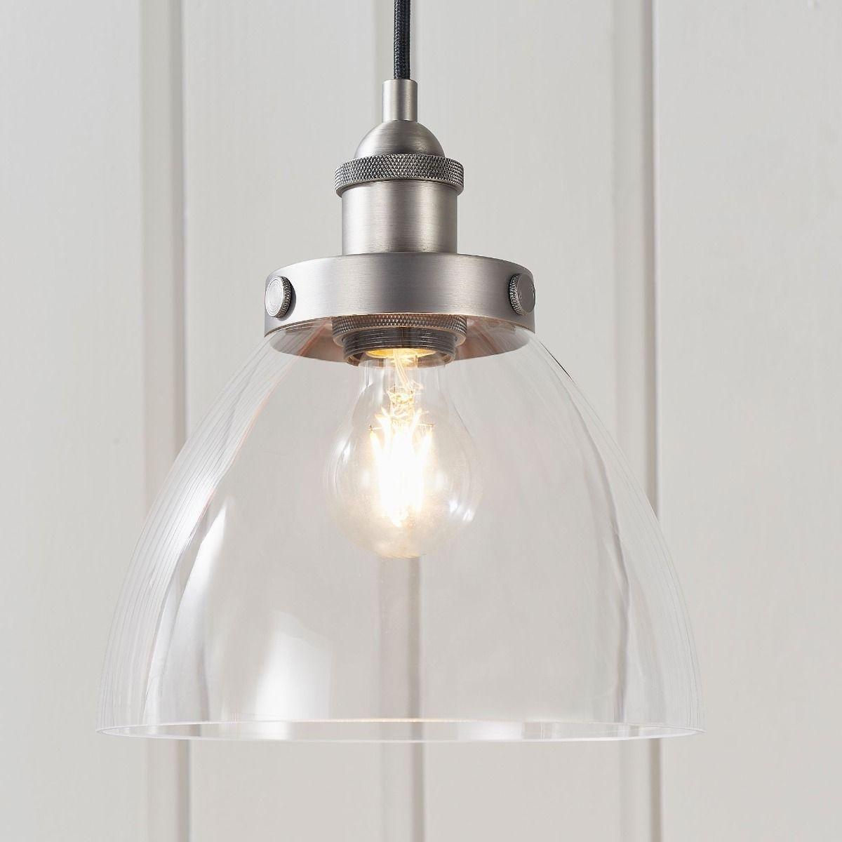 Hansen  Brushed Silver and Glass Ceiling Pendant – image 4