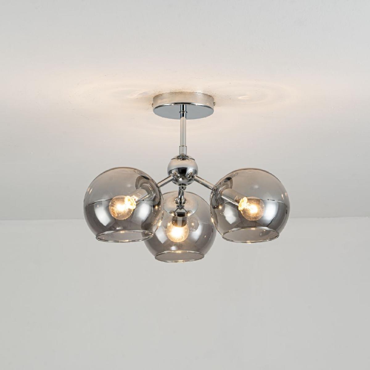 Nia Chrome Smoke 3-Light Semi-Flush Ceiling Light – image 1
