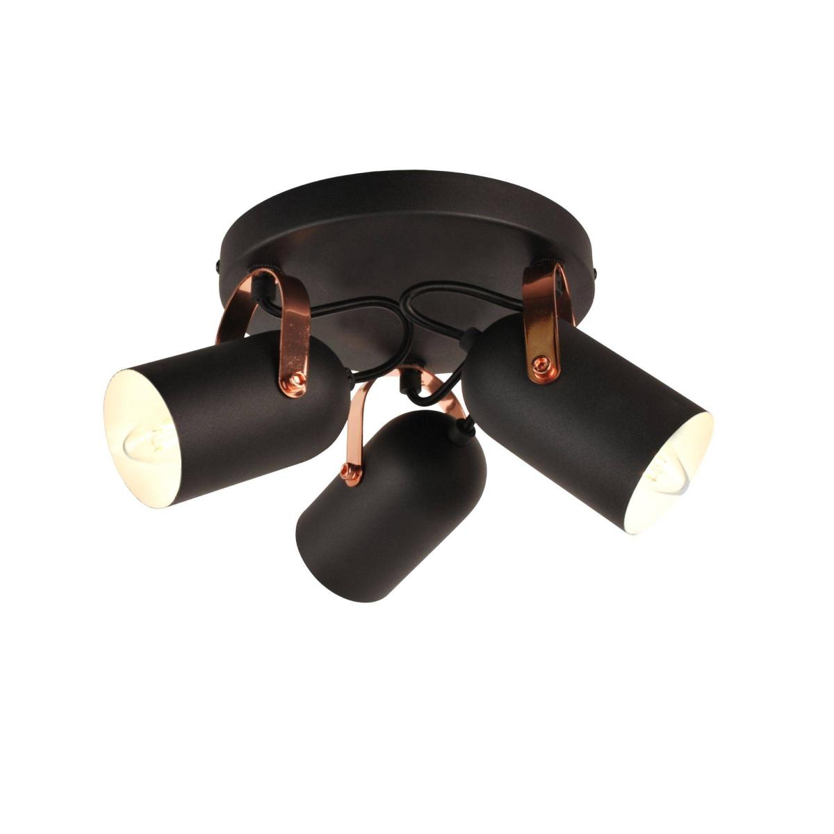 Letto Black and Copper 3 Light Ceiling Spotlight Plate – image 2