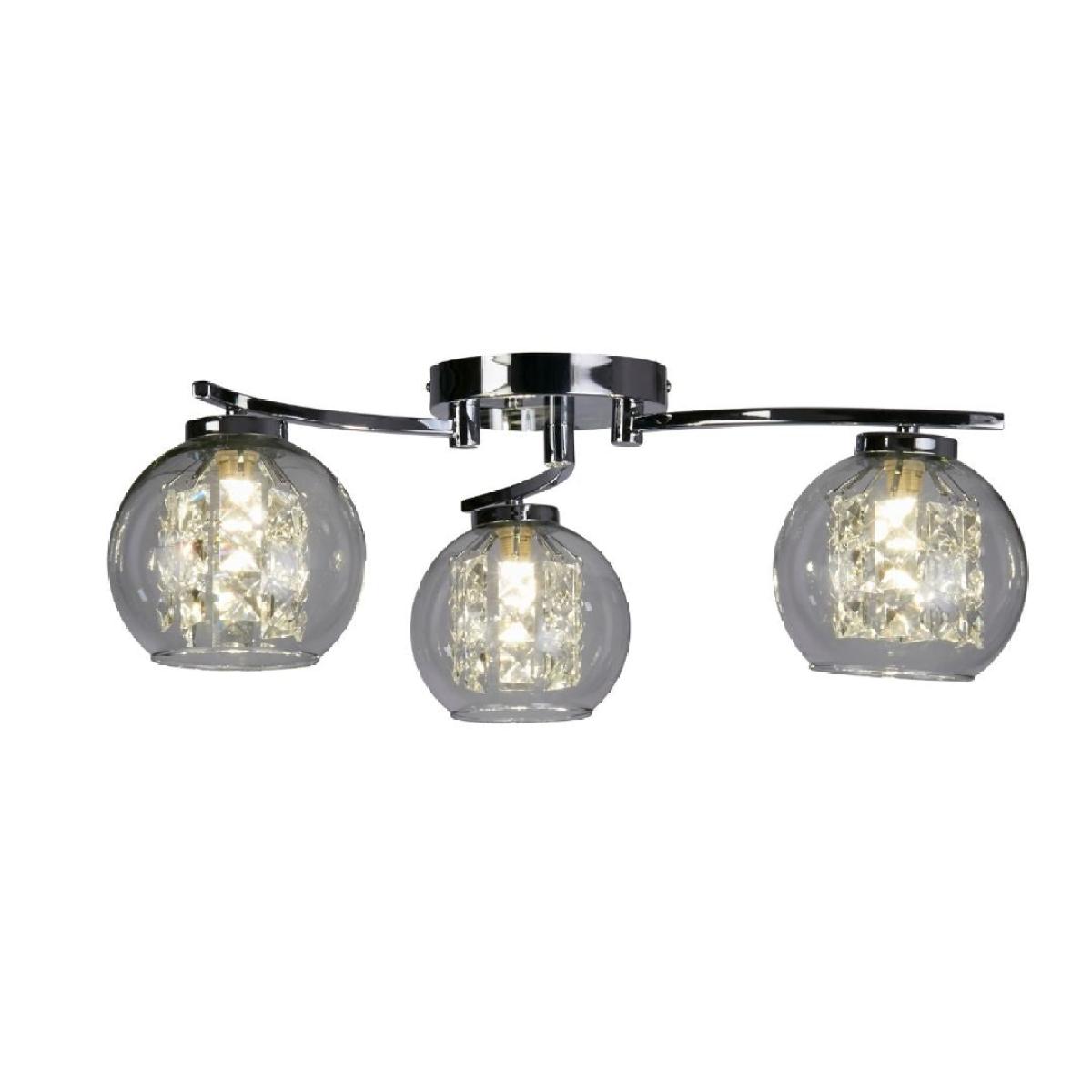 Plaza 3 Light Chrome & Glass Flush Ceiling Light – image 5
