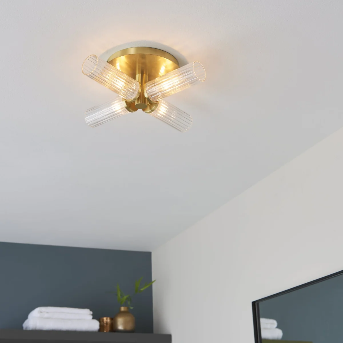 Talo 4 Light Semi Flush IP44 Satin Brass – image 2