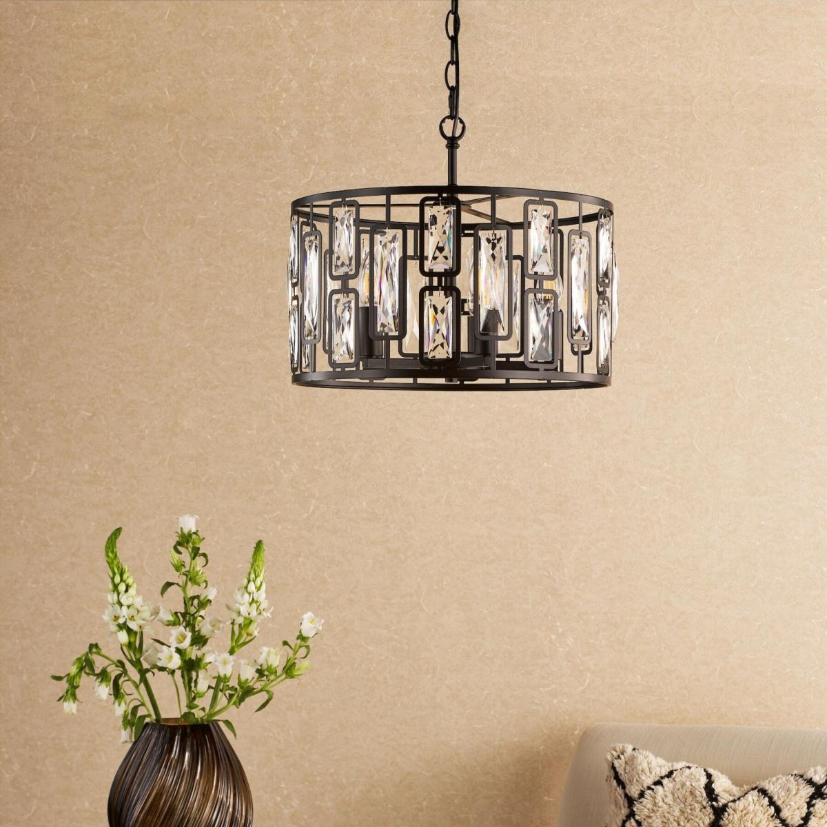 Zoelle 5 Light Black & Crystal Pendant Ceiling Light – image 2