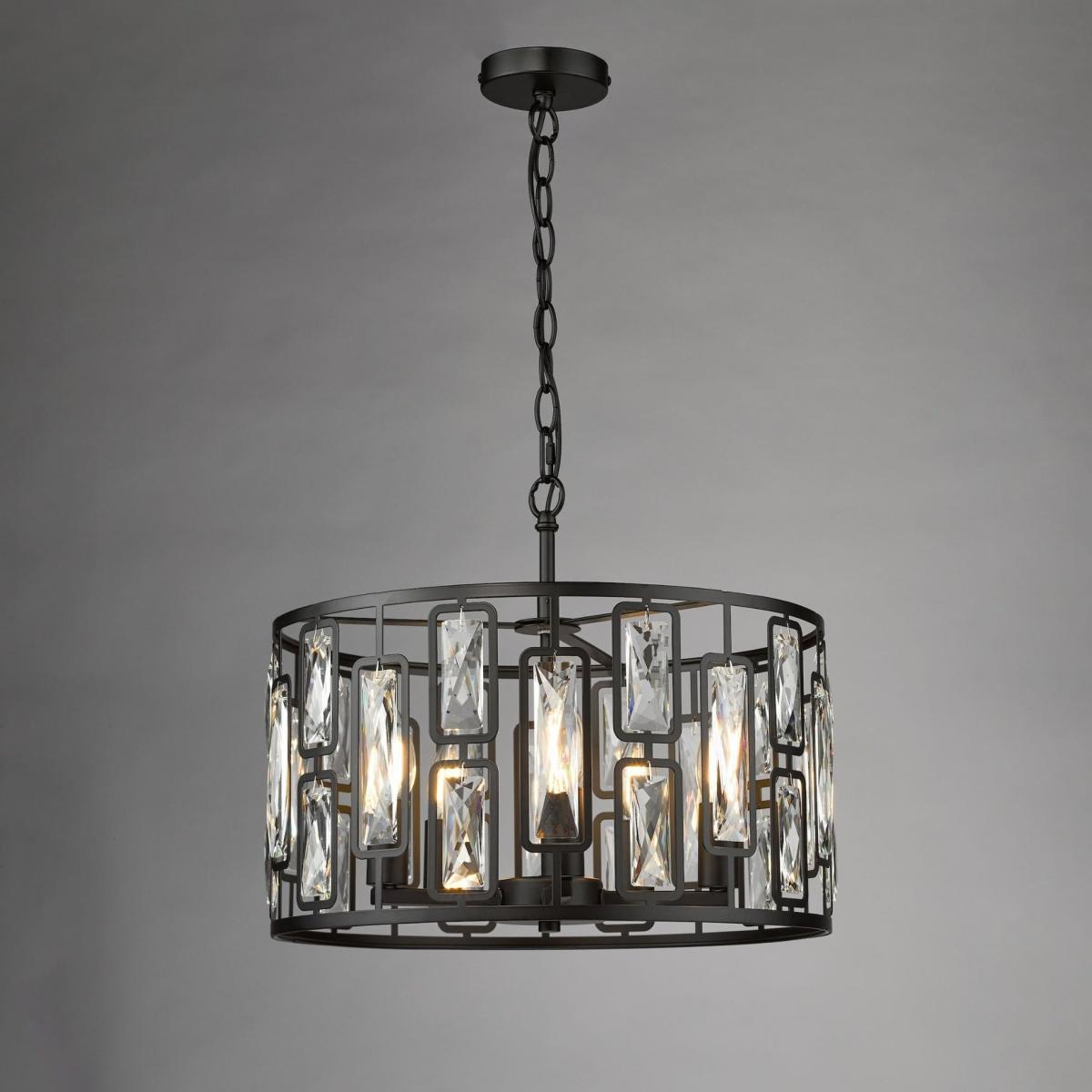 Zoelle 5 Light Black & Crystal Pendant Ceiling Light – image 3