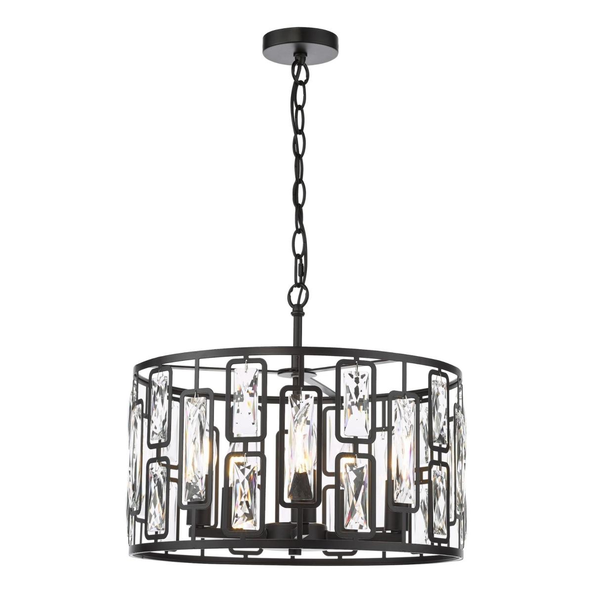 Zoelle 5 Light Black & Crystal Pendant Ceiling Light – image 4
