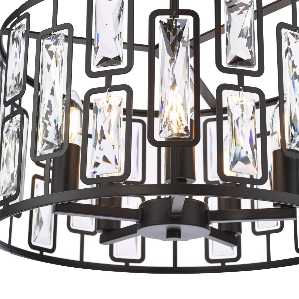 Zoelle 5 Light Black & Crystal Pendant Ceiling Light – image 5