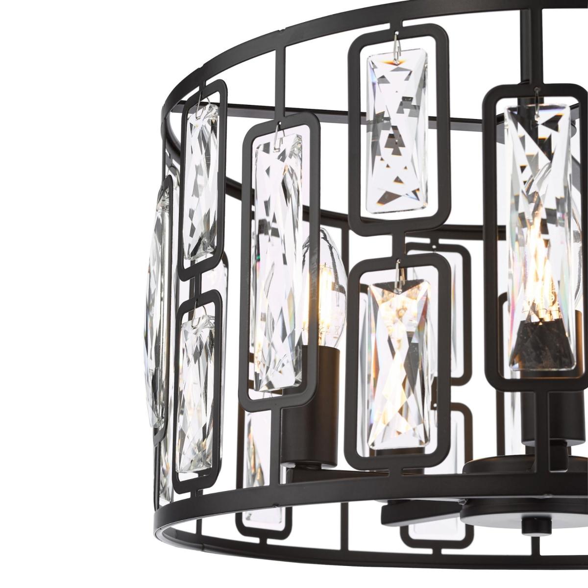Zoelle 5 Light Black & Crystal Pendant Ceiling Light – image 6