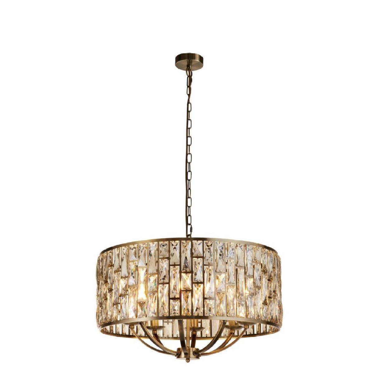Bijou 8 Light Antique Brass and Glass Pendant Ceiling Light – image 2